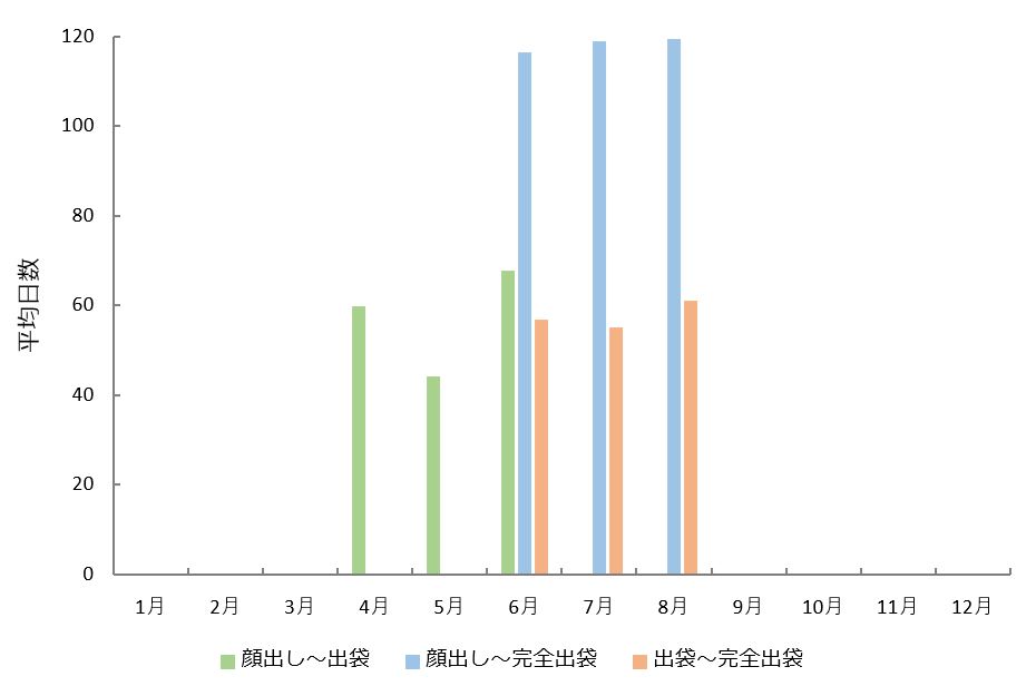ベネットアカクビワラビーにおける月ごとの各平均日数 ベネットアカクビワラビーの月ごとの各日数